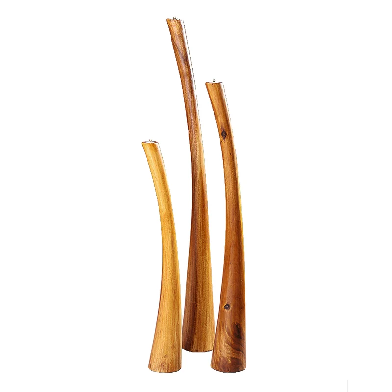 Massivholz Teelichthalter VELA 100cm Natural Suar Kerzenständer