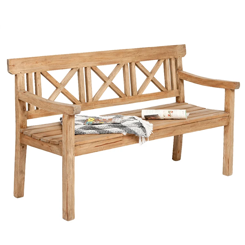 Massivholz 3-Sitzer Gartenbank DRAHMA Antik-Natural 150cm
