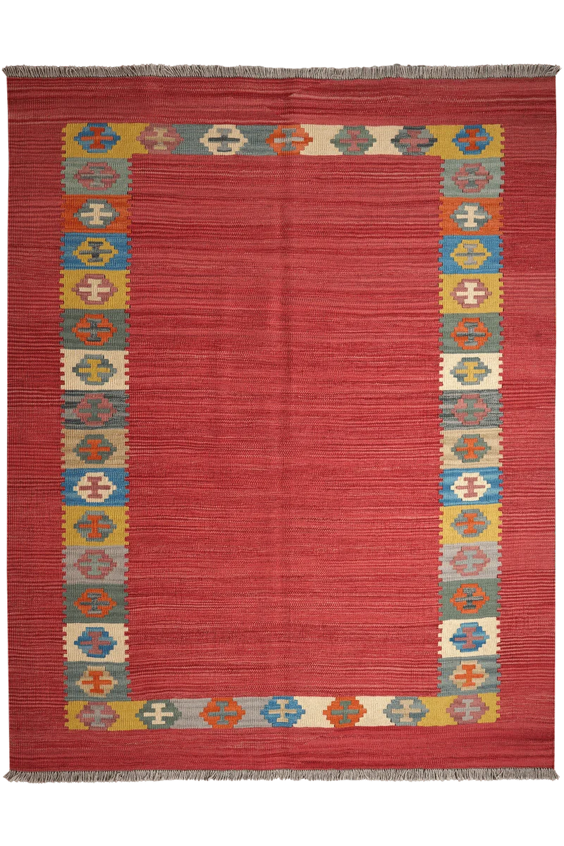 Kelim Gashgai · Handgewebt – Rot, 201x160 cm