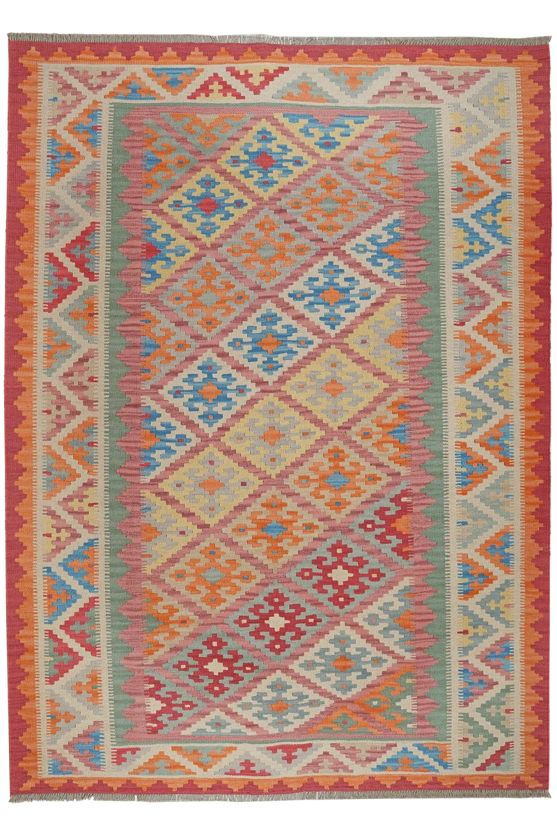 Kelim Gashgai · Handgewebt – Rot, 251x179 cm