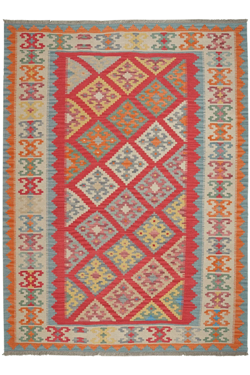 Kelim Gashgai · Handgewebt – Rot, 246x183 cm