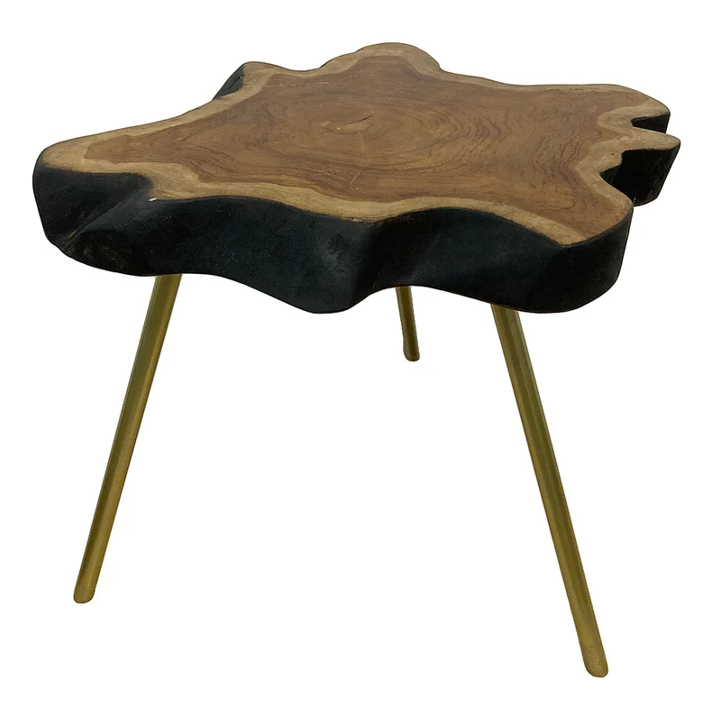Einzigartiger Teak Beistelltisch ANOMALA-XL ca. D50-55cm Natural