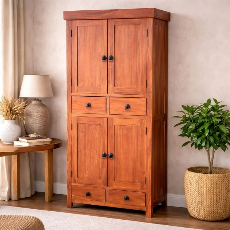 Massivholz Büffet-Schrank IMPRESS Mahagoni 175cm Antik Natural