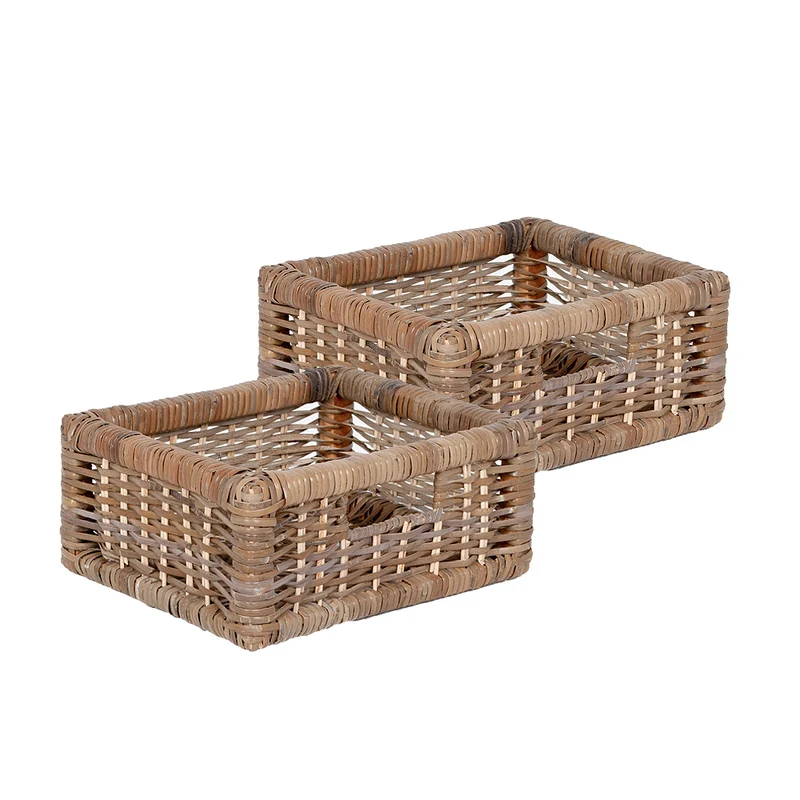 2er Set Rattan Korb CESTA-Small Grey