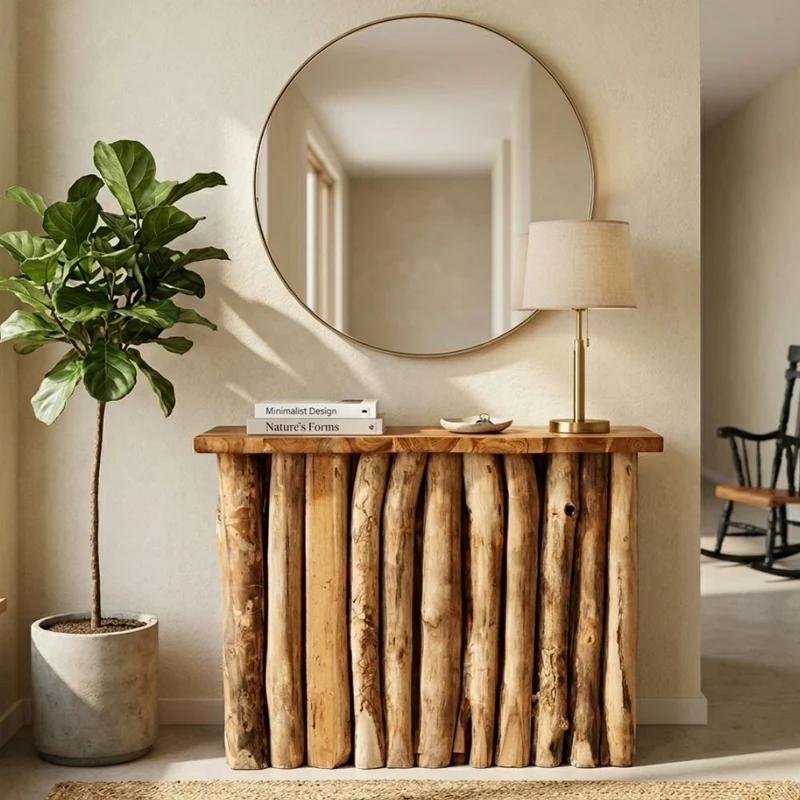 Massive Teak Konsole ALGO Natural 100cm Unikat Konsolentisch