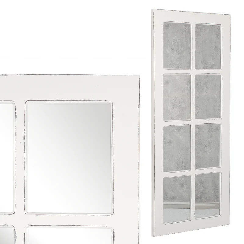 Landhaus Spiegel WINDOW Antik-Weiß 180x80cm Holzrahmen
