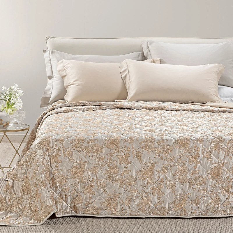 Copriletto Primaverile fioralba in Raso Jacquard 80 gr/mq