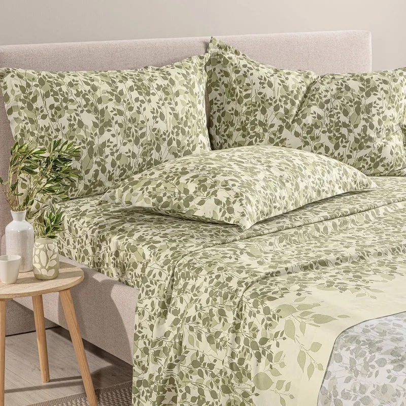 Completo Lenzuola chiara Floreale in Cotone