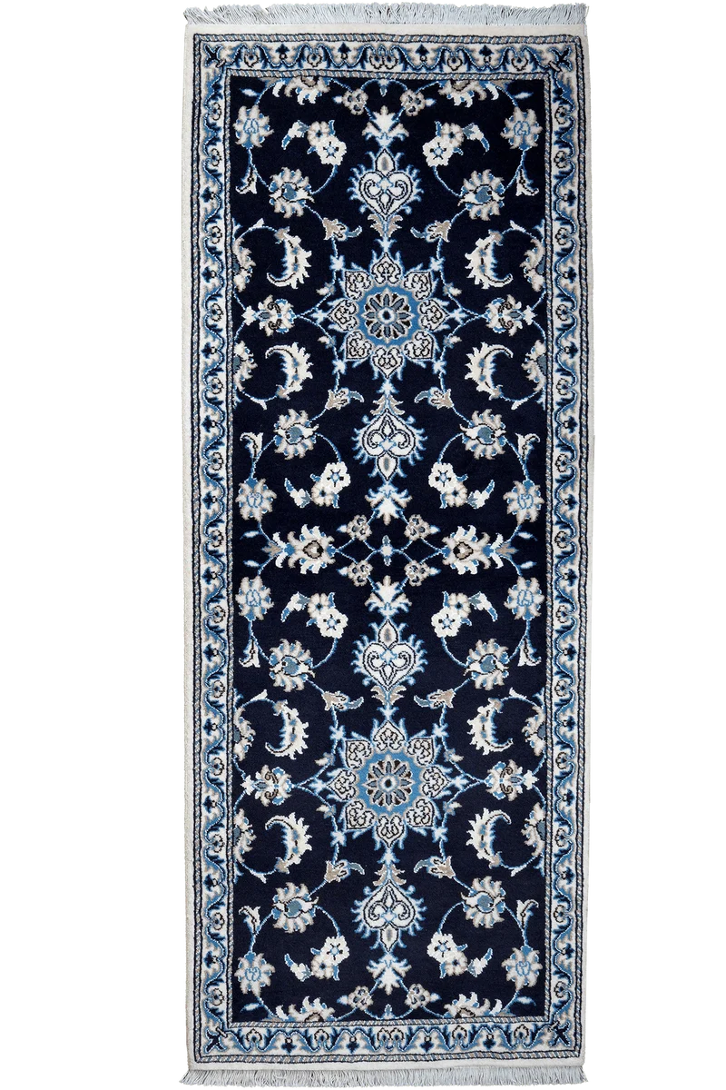 Nain 12La · Handgeknüpft – Blau, 197x76 cm