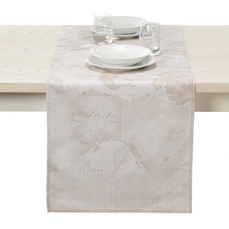 Runner tavola geo white in Cotone