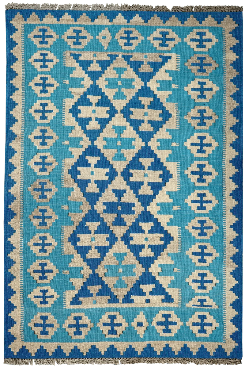 Kelim Gashgai · Handgewebt – Blau, 176x120 cm