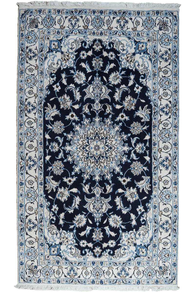 Nain 12La · Handgeknüpft – Blau, 206x119 cm