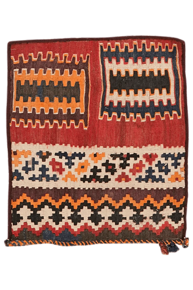 Kelim Kissen · Handgefertigt – Rot, 52x46 cm