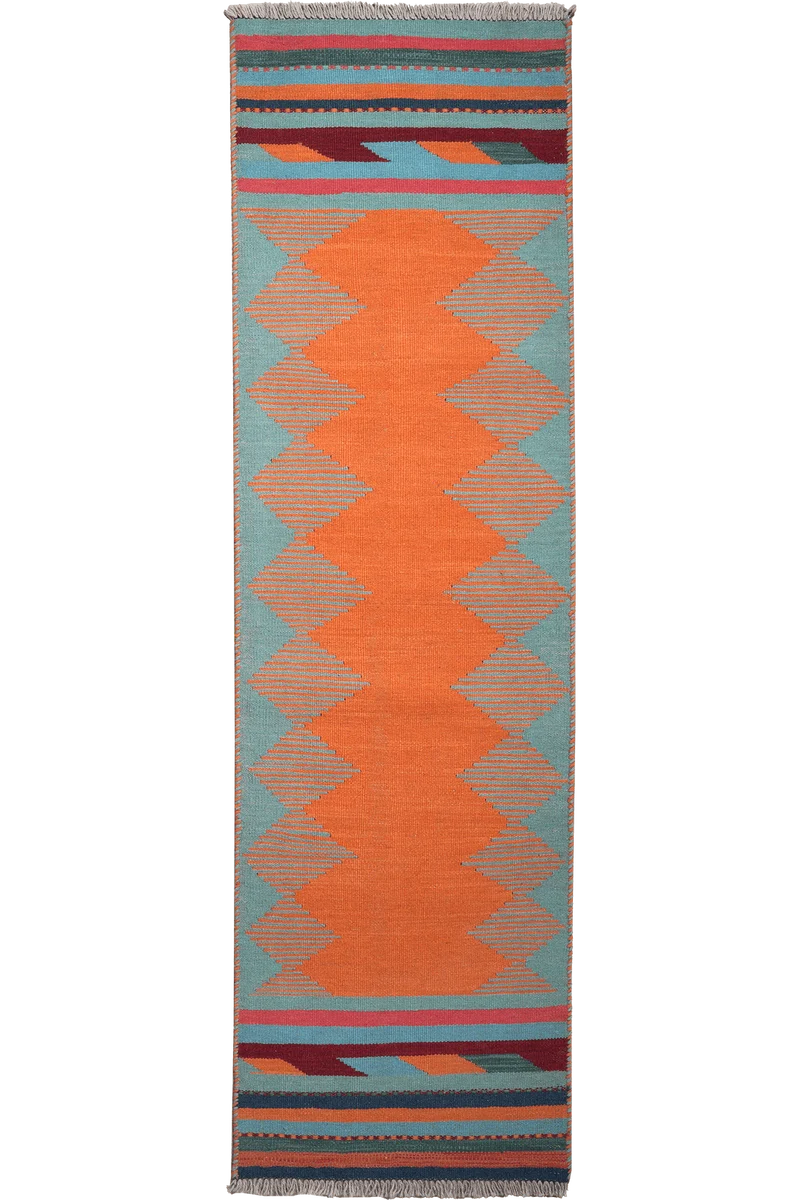 Kelim Gashgai · Handgewebt – Orange, 200x56 cm