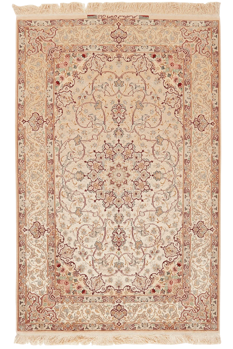 Isfahan Seide · Handgeknüpft – Beige, 167x107 cm