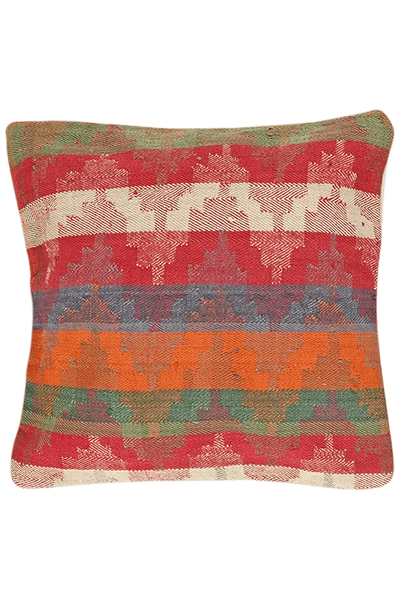 Kelim Kissen · Handgefertigt – Bunt, 65x65 cm