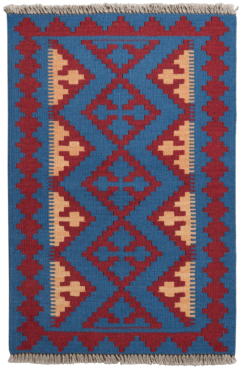 Kelim Gashgai · Handgewebt – Blau, 95x61 cm