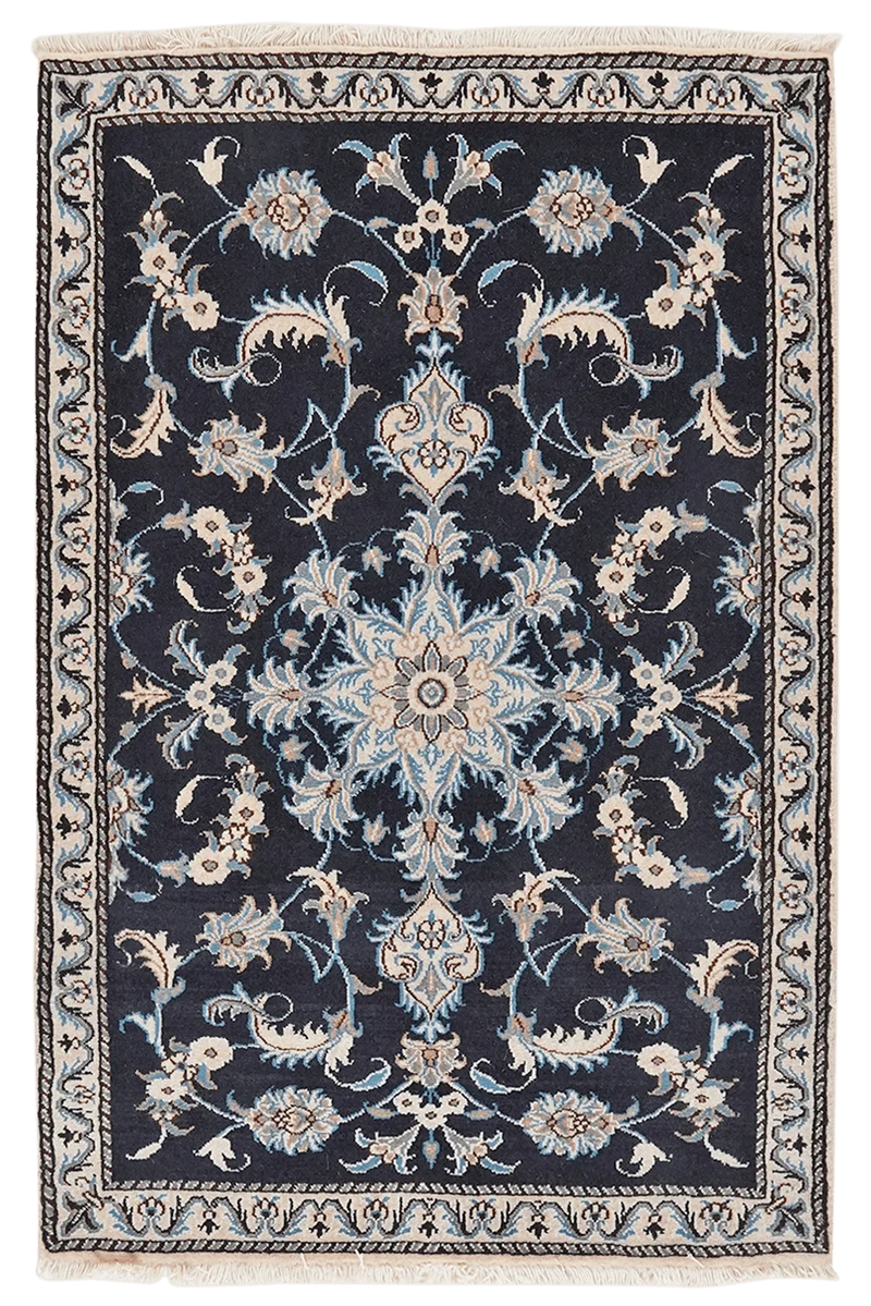 Nain 12La · Handgeknüpft – Blau, 135x89 cm