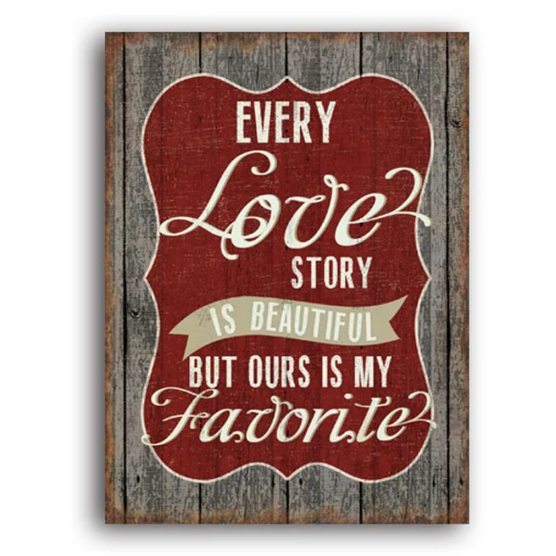 Metallschild / Wandbild zum Hängen FAVORITE LOVE STORY 35x26cm