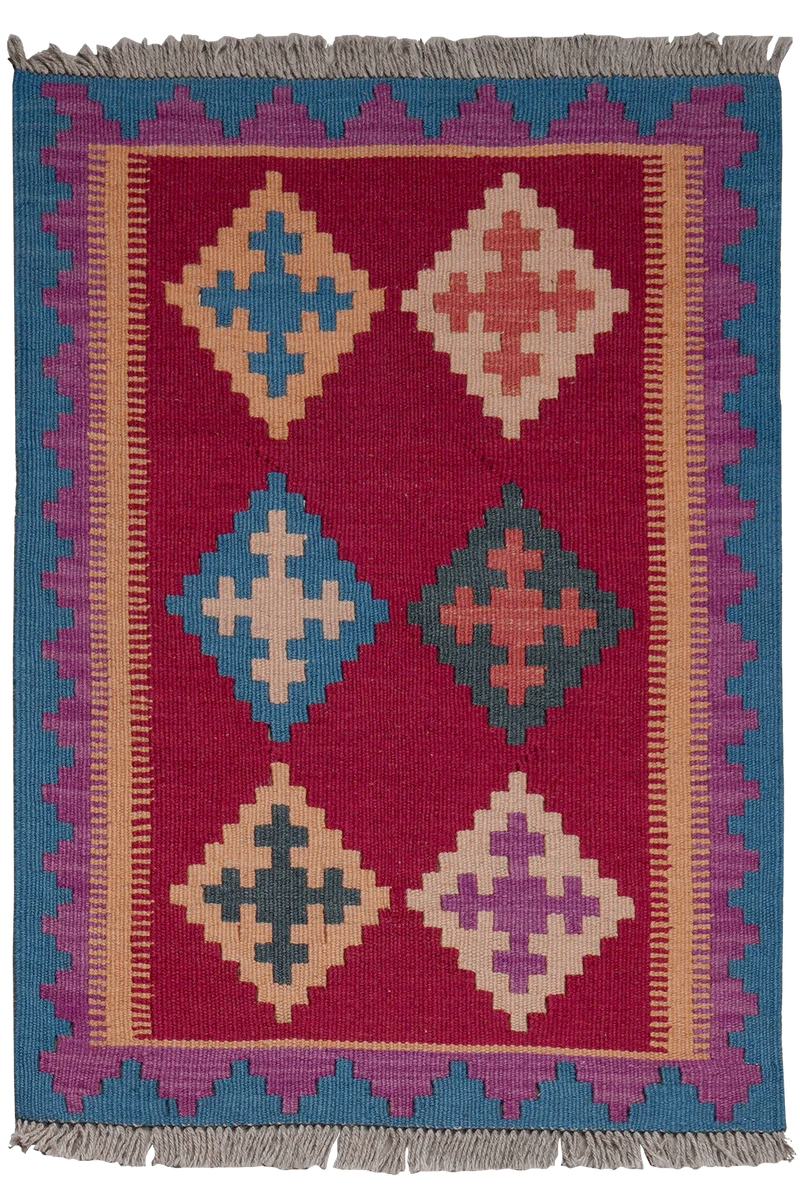 Kelim Gashgai · Handgewebt – Rot, 87x63 cm
