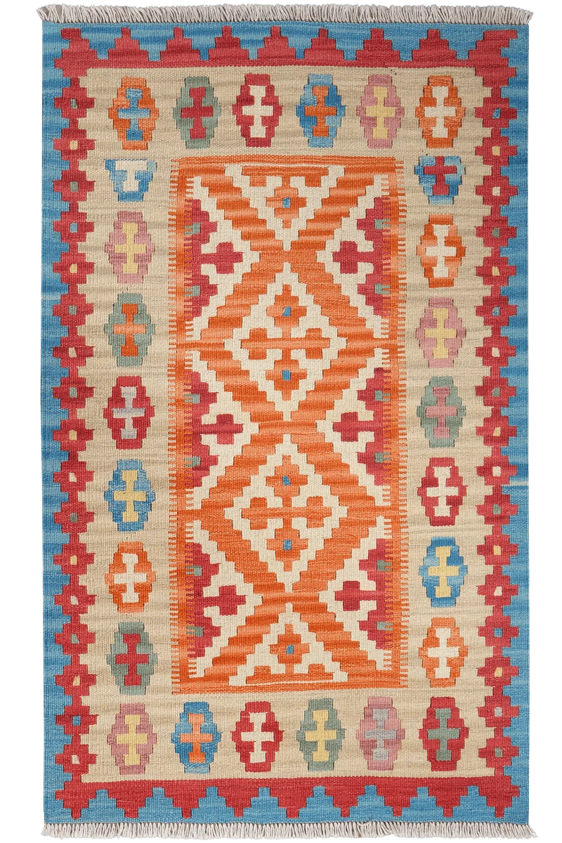 Kelim Gashgai · Handgewebt – Orange, 140x85 cm