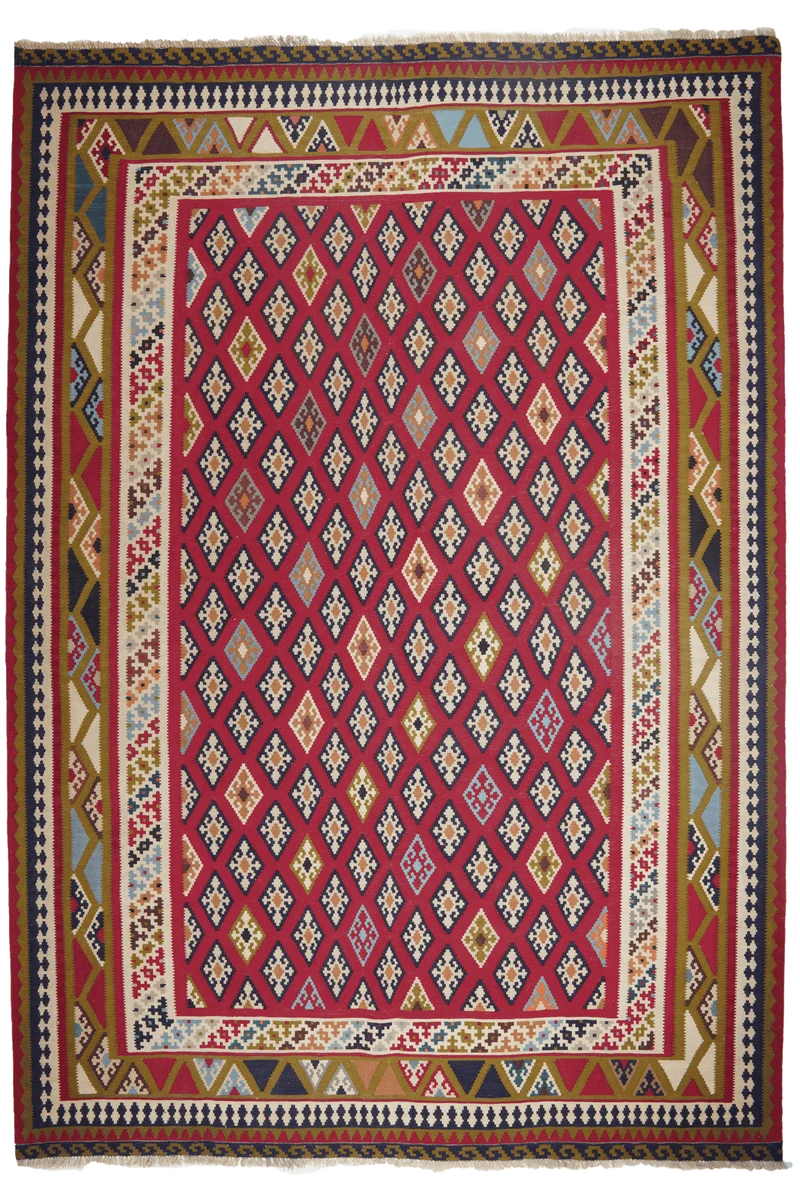 Kelim Gashgai Old · Handgewebt – Rot, 266x186 cm