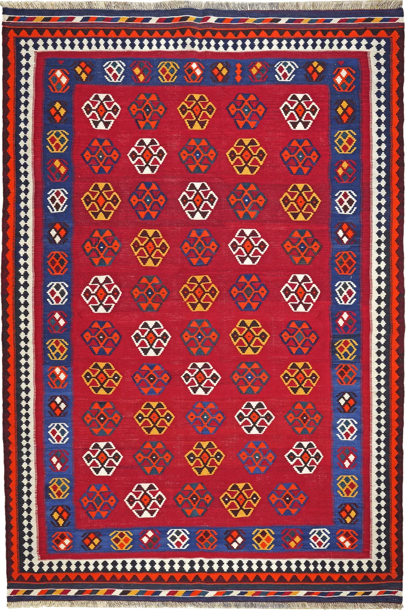 Kelim Gashgai Old · Handgewebt – Rot, 245x166 cm