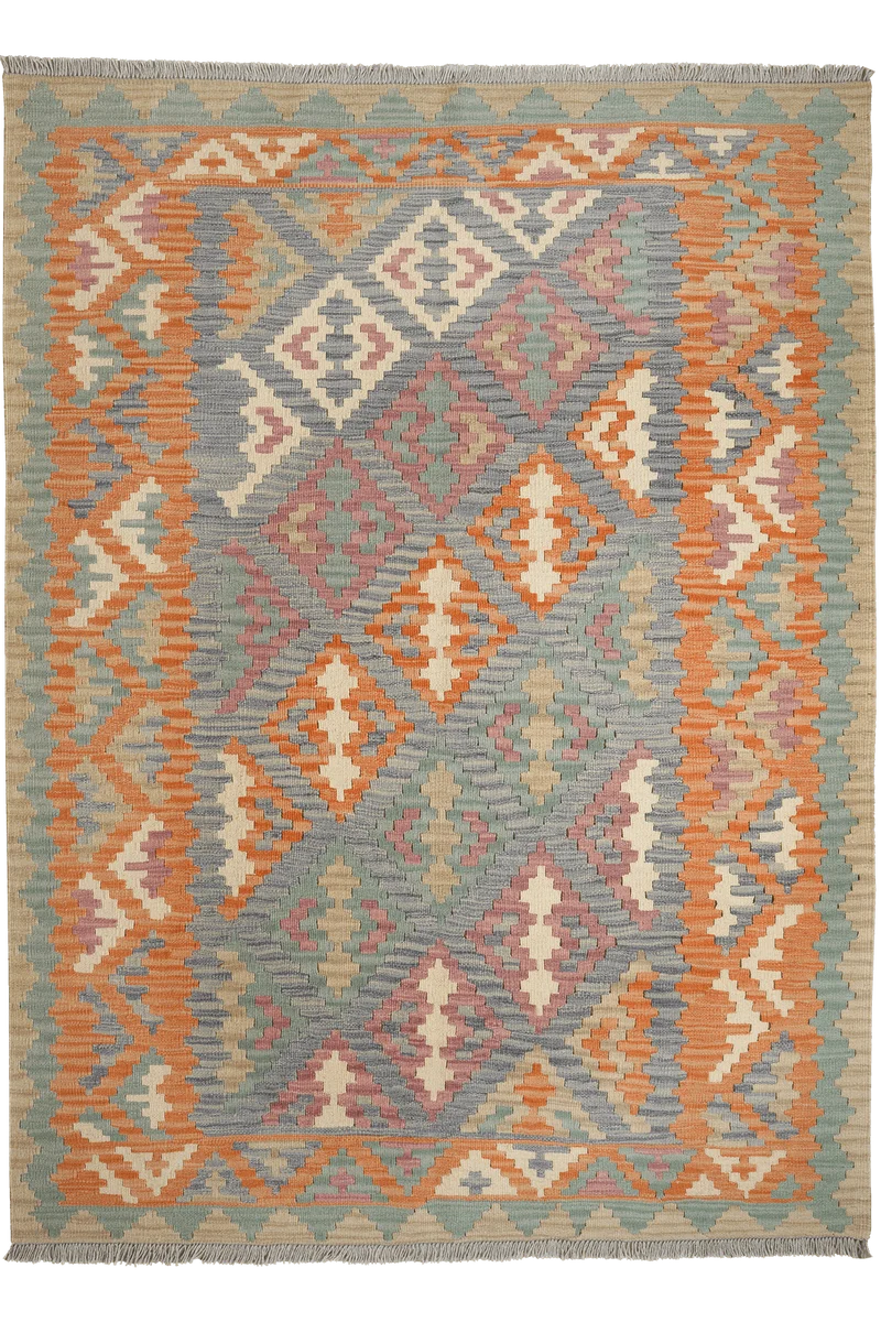 Kelim Gashgai · Handgewebt – Grau, 213x158 cm