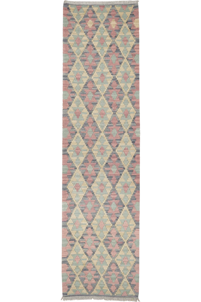 Kelim Gashgai · Handgewebt – Grau, 239x61 cm