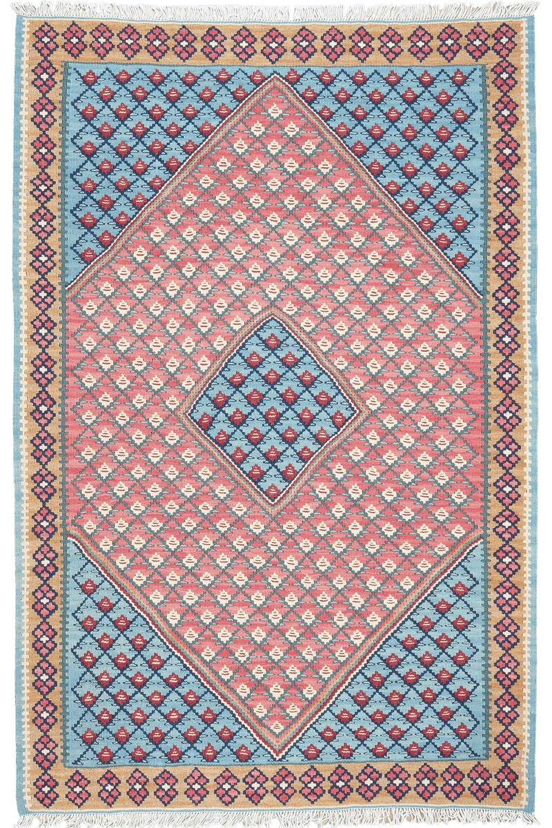 Kelim Senneh · Handgewebt – Blau, 153x100 cm