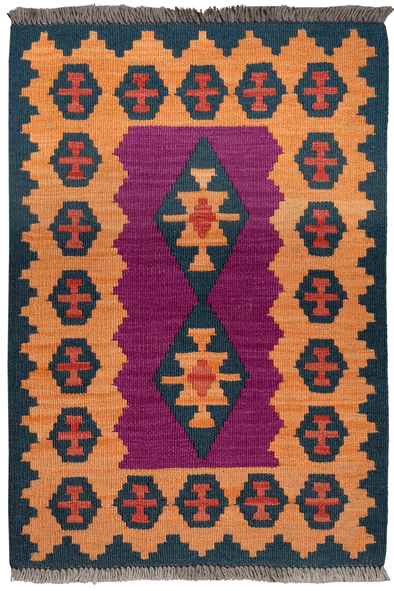 Kelim Gashgai · Handgewebt – Violett, 95x65 cm