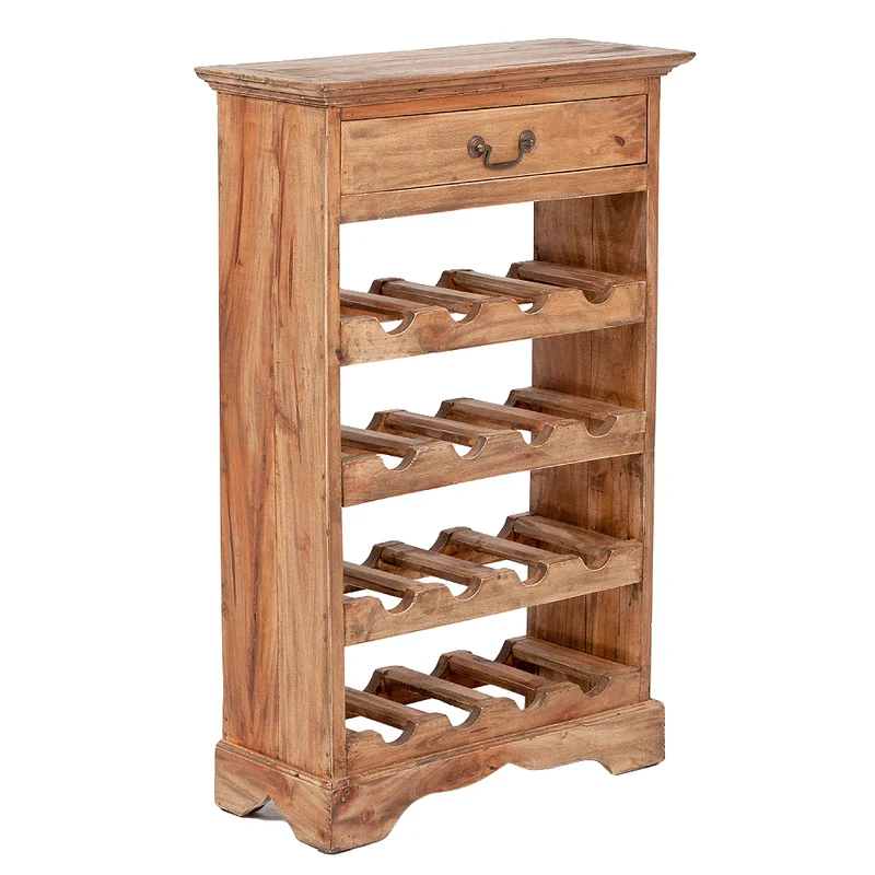 Massivholz Weinregal TINI H85cm Rustic-Grey Mahagoni