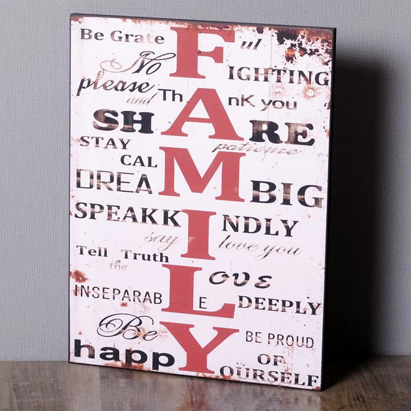 Antik Holzschild FAMILY II Vintage Retro Schild