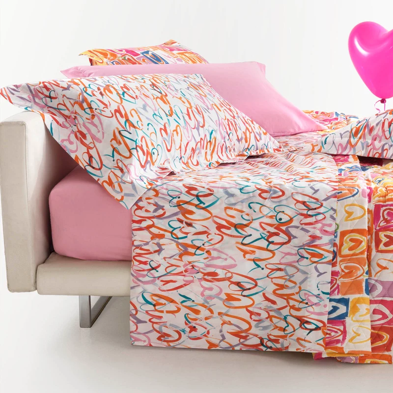Completo Lenzuola love Moderno in Percalle