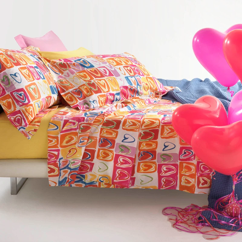 Completo Lenzuola valentine Moderno in Percalle