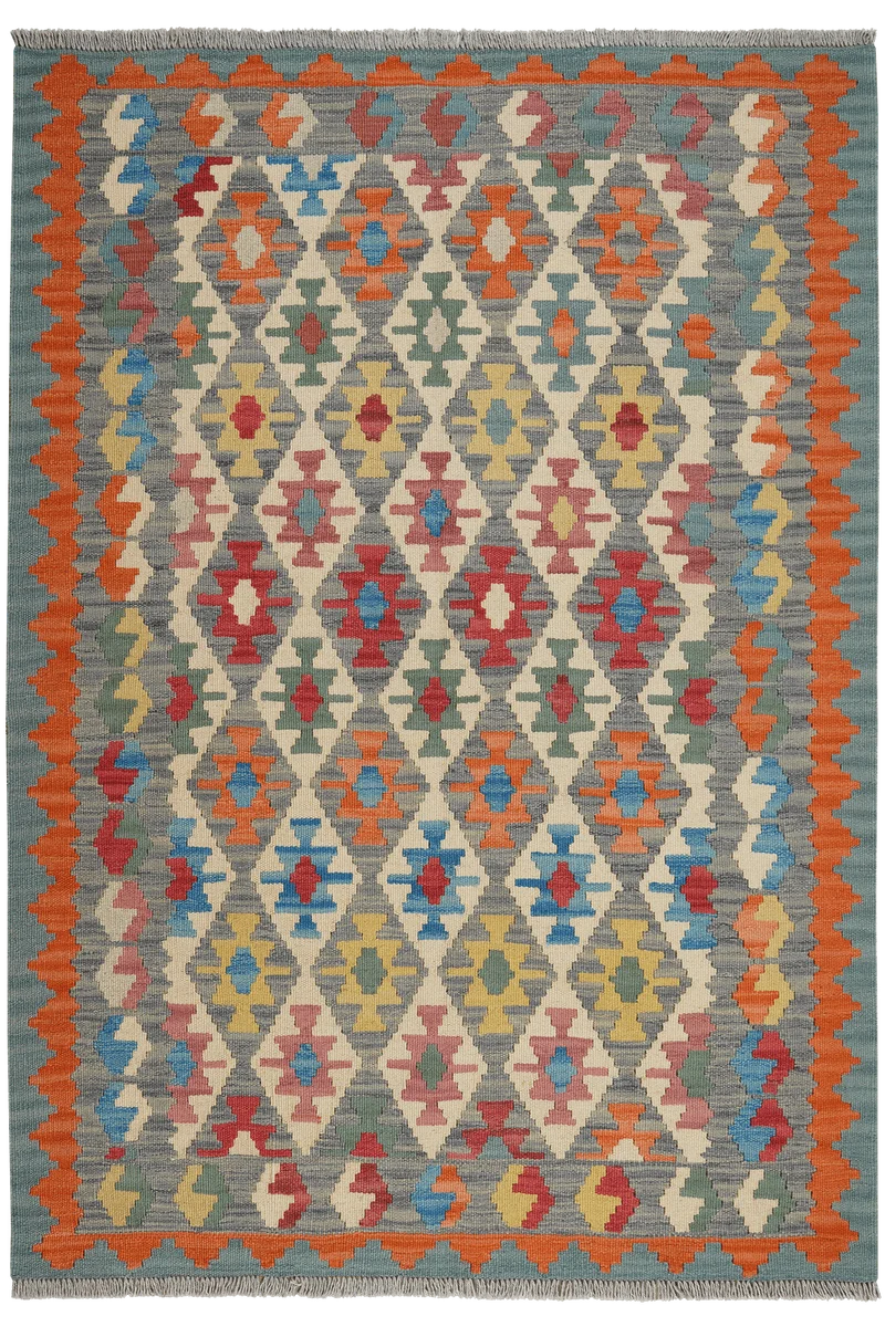 Kelim Gashgai · Handgewebt – Grau, 180x127 cm