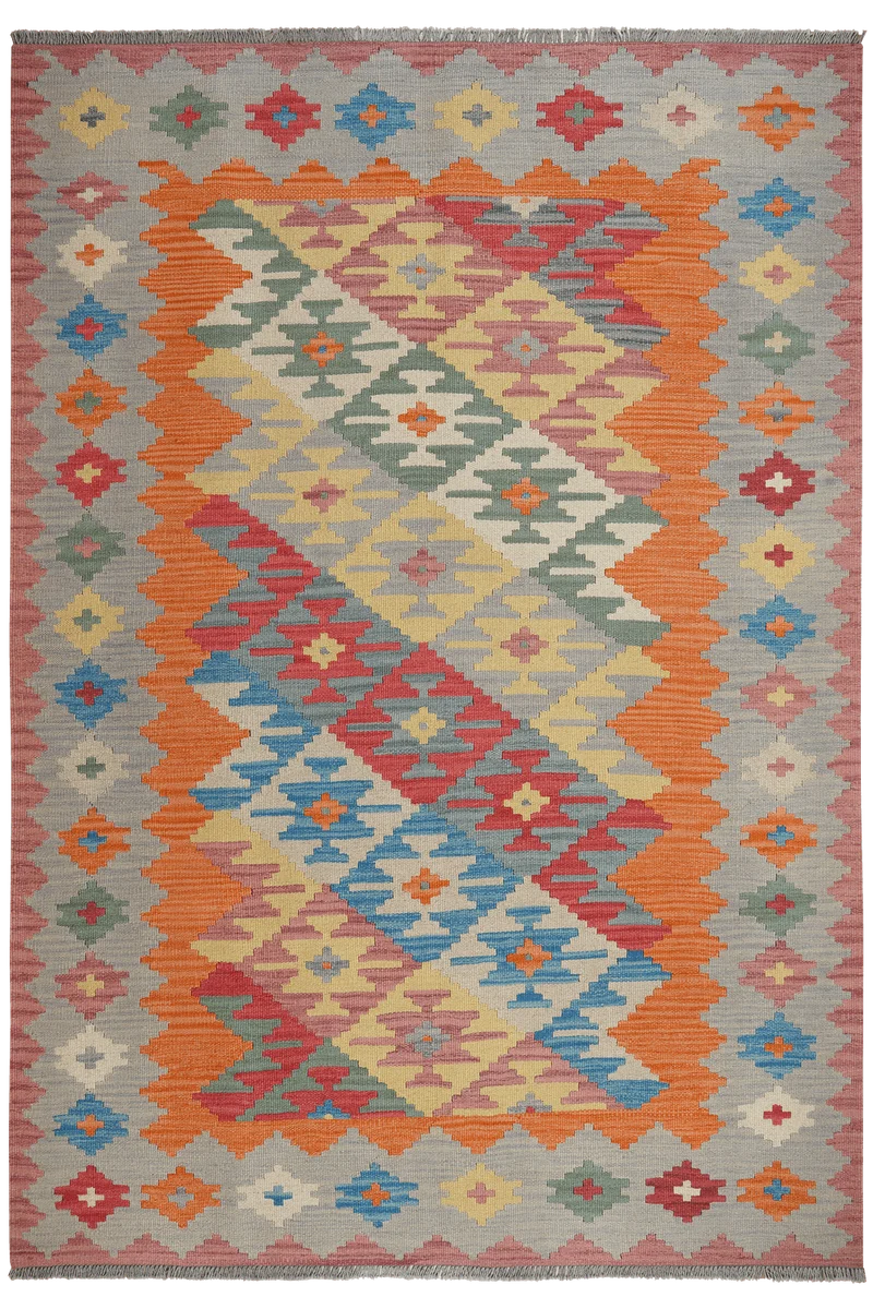 Kelim Gashgai · Handgewebt – Orange, 246x170 cm