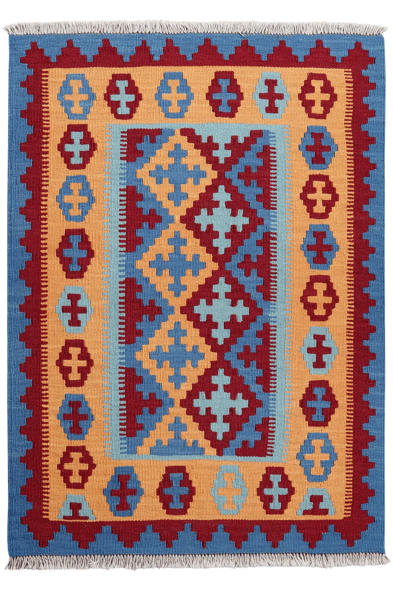 Kelim Gashgai · Handgewebt – Blau, 119x85 cm