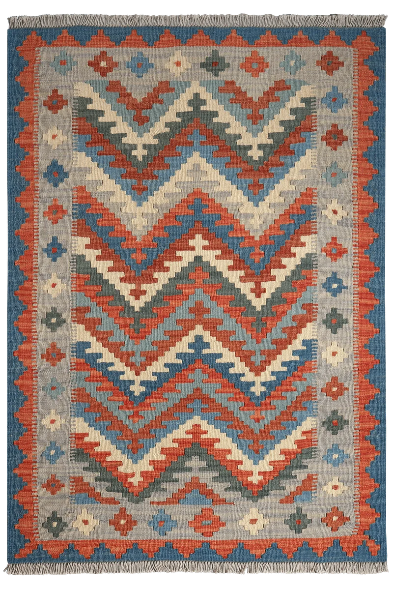 Kelim Gashgai · Handgewebt – Blau, 145x103 cm