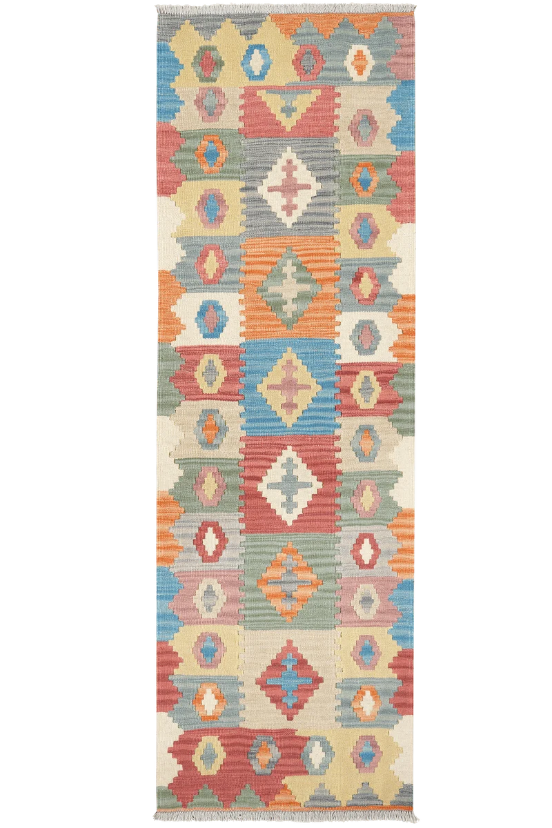 Kelim Gashgai · Handgewebt – Bunt, 203x64 cm
