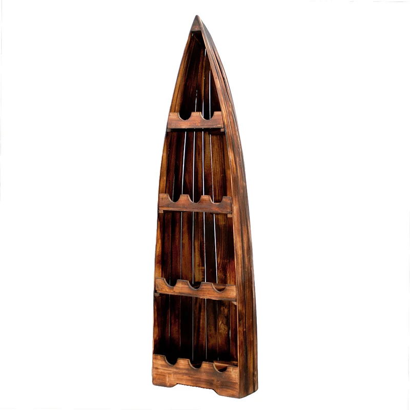 Massivholz Weinregal VINO ca.200cm Geflammt Mahagony Bootsregal