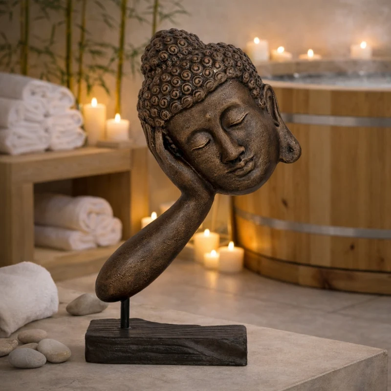 Spirituelle Buddha Statue RELAX 70cm gold-schwarz Deko Skulptur