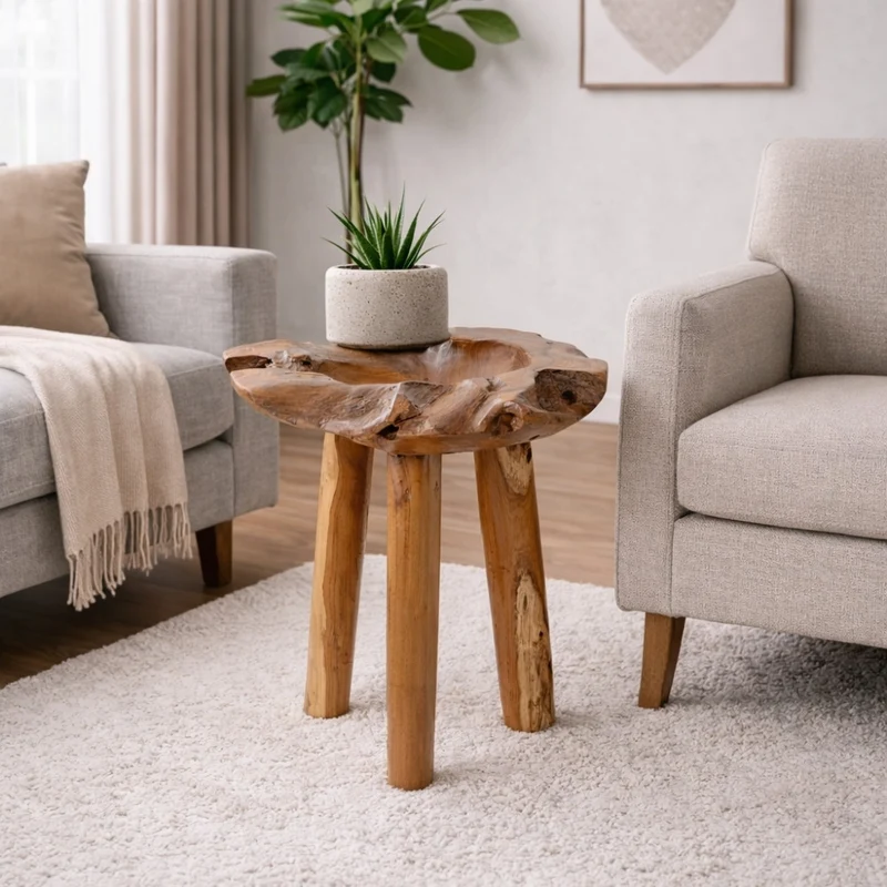 Individueller Teak Beistelltisch BIG BOWL ca.50cm Natural