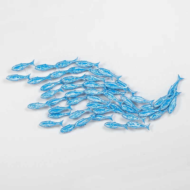 Wand-Deko IKAN Blue Wash ca. 180x70cm Albasia Holz Fische