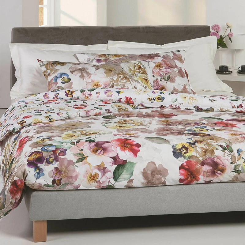 Copripiumino con federe bloom cascade Floreale in Percalle