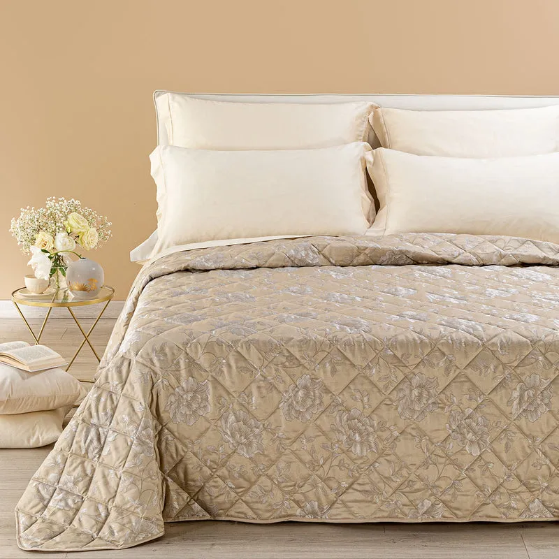 Copriletto Primaverile fior di sole in Raso Jacquard 80 gr/mq