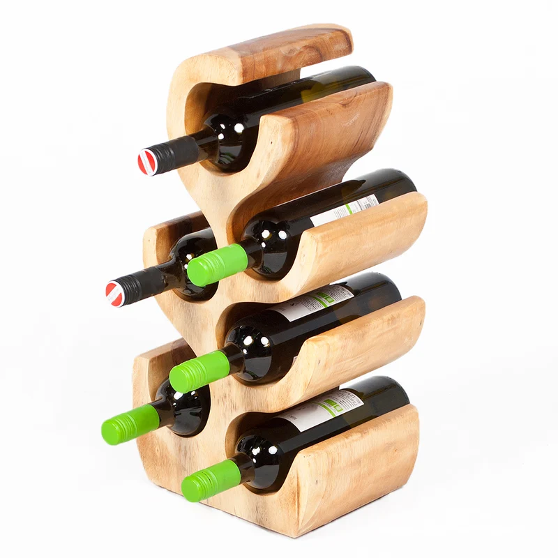 Massivholz Weinregal / Flaschenhalter BOTOL-S ca. H50cm Suar