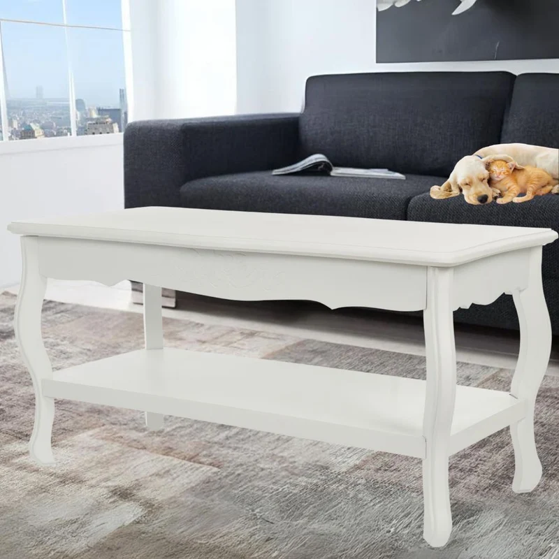 Romantischer Couchtisch BAHAR 88cm weiss Landhaus
