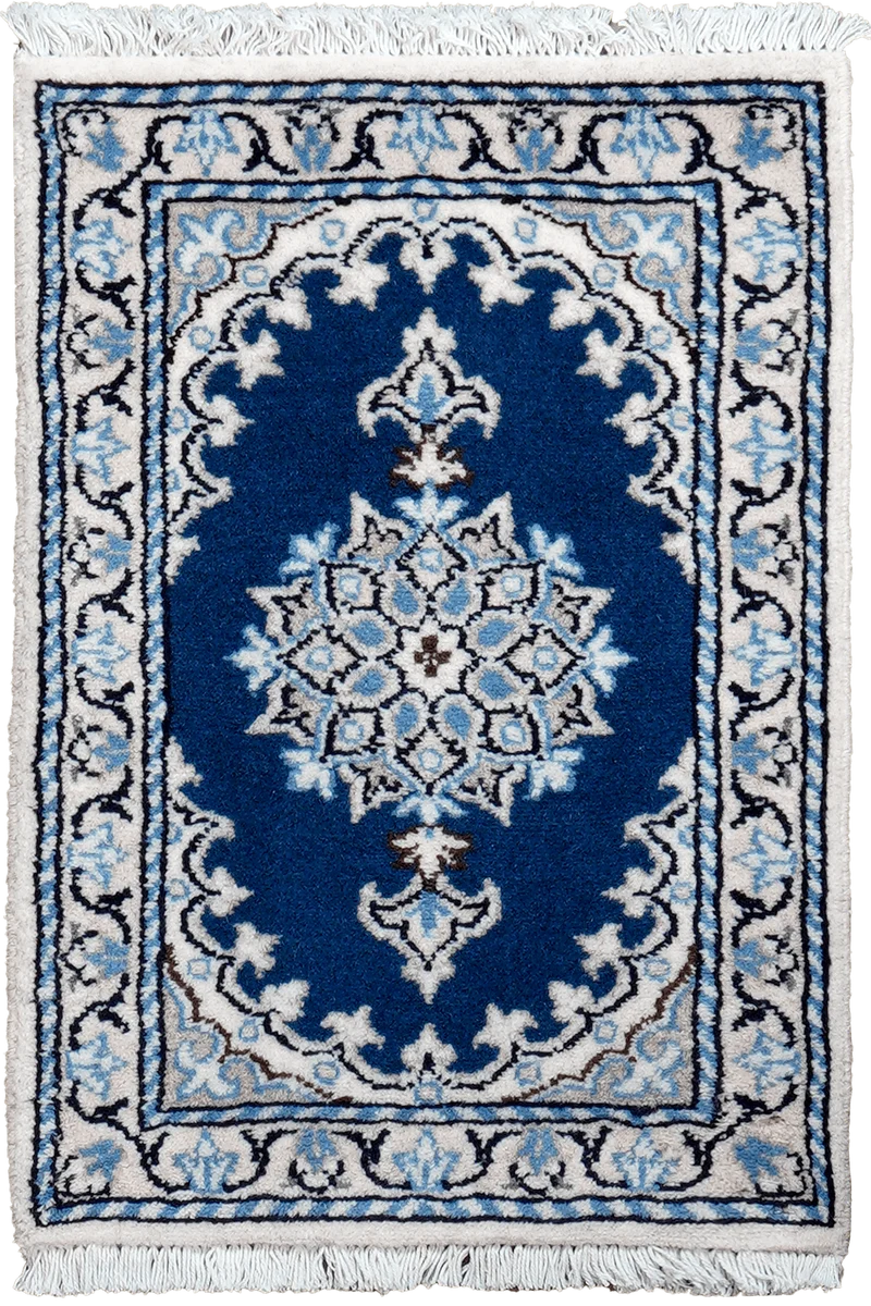 Nain 12La · Handgeknüpft – Blau, 57x39 cm