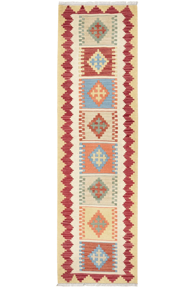 Kelim Gashgai · Handgewebt – Beige, 203x59 cm